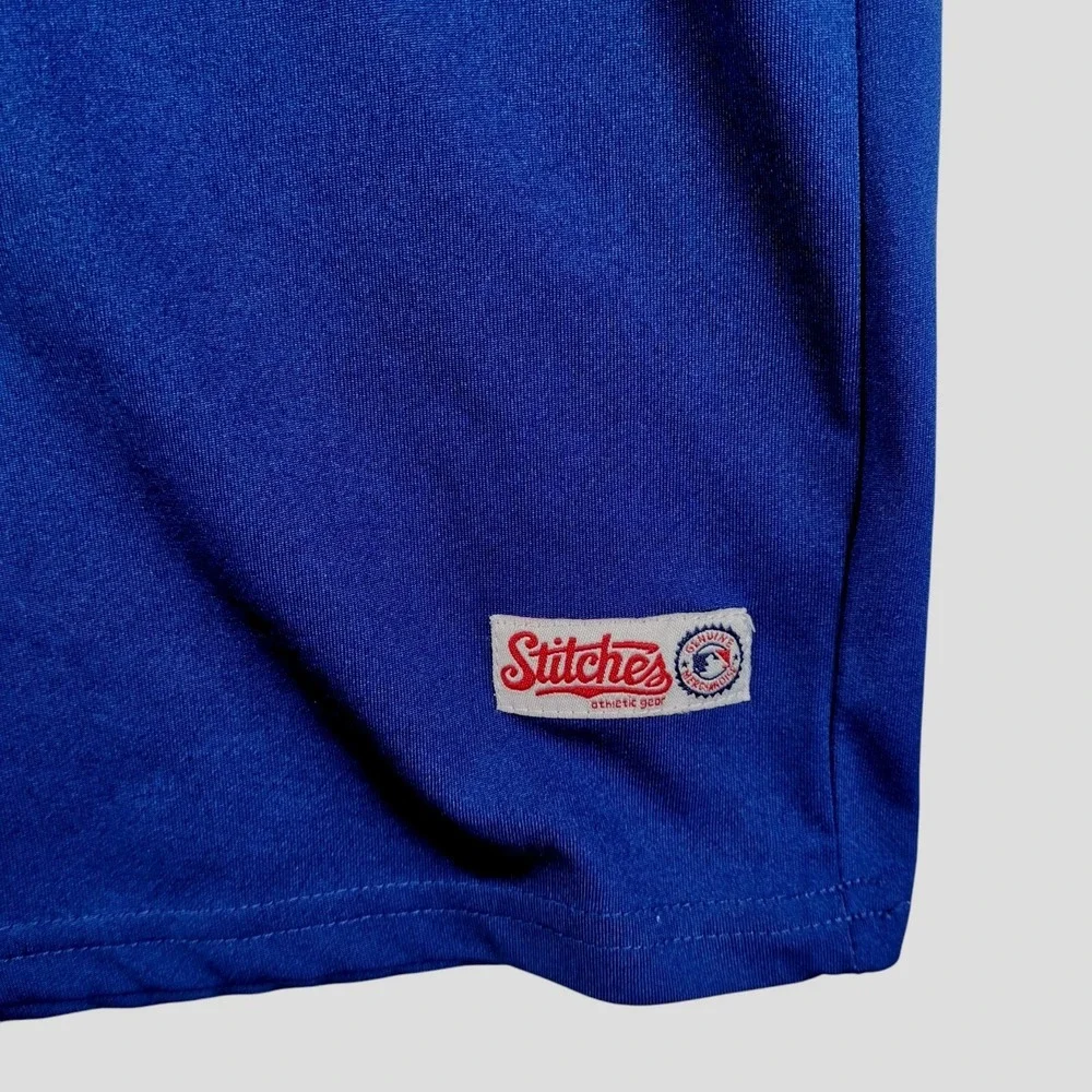 Milwaukee Brewers MLB Script Embroidered Blue Yellow Stitches Shirt Size L